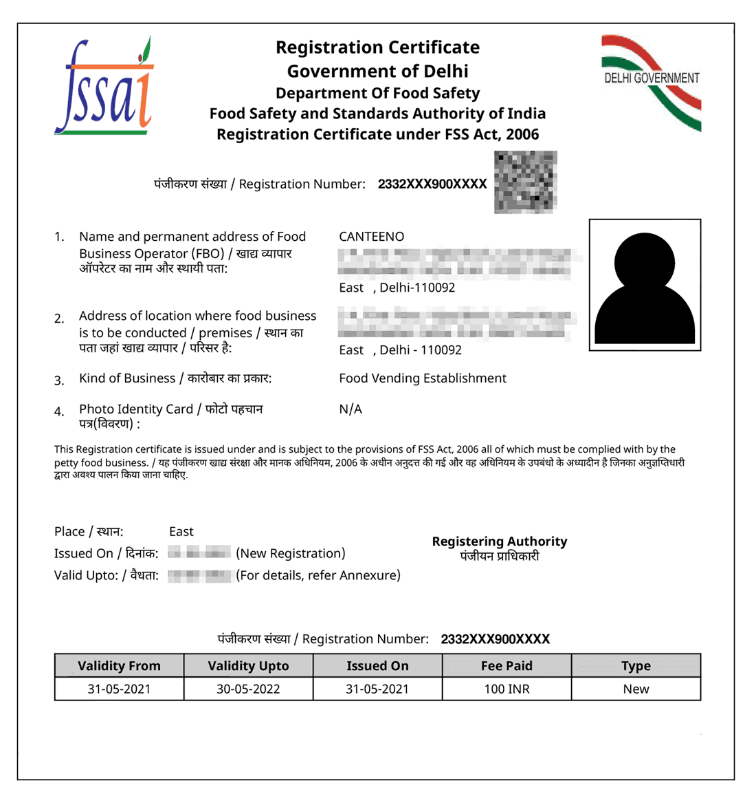 Fssai Basic License Registration Certificate Sample | LegalFidelity